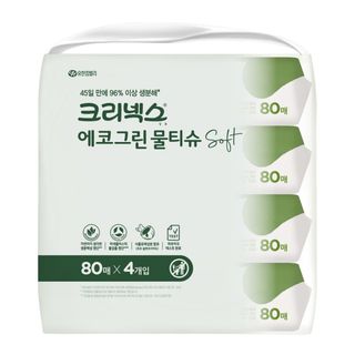 유한킴벌리 크리넥스 에코그린소프트 물티슈(캡형) 80매*4입