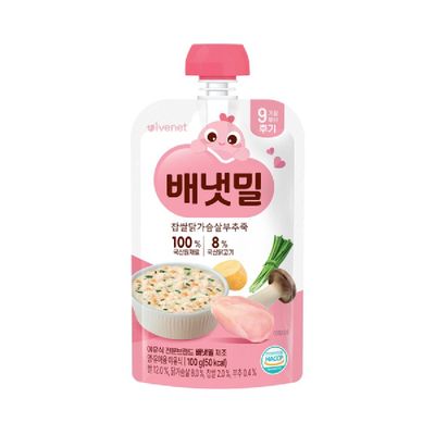 아이배냇 배냇밀 짜먹는 찹쌀닭가슴살부추죽 100G
