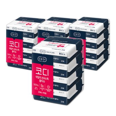 코디 데일리 손&소독 물티슈(리필) 20매*4입 4팩