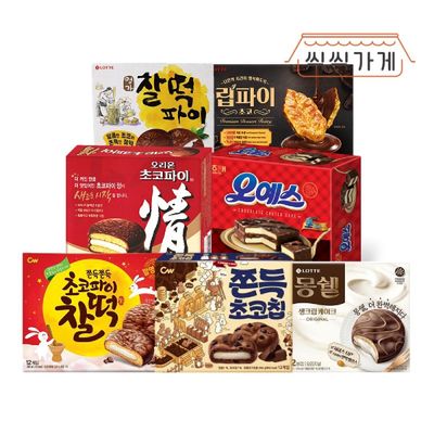 [씩씩가게] 달달한 초콜릿 파이 7종(찰떡파이 립파이 초코파이 오예스 초코파이찰떡 쫀득초코