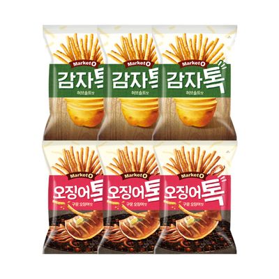 감자톡 허브솔트맛+오징어톡 구운오징어맛 107g 각 3개 총6개