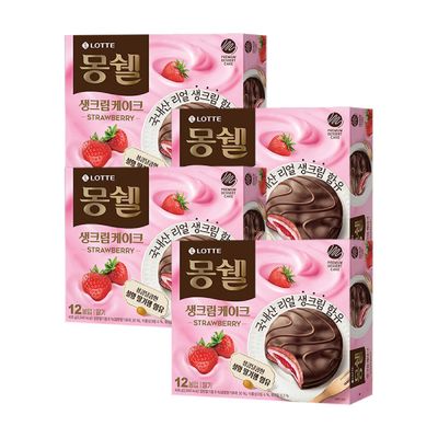 롯데 몽쉘 딸기 생크림케이크 408g x 4개