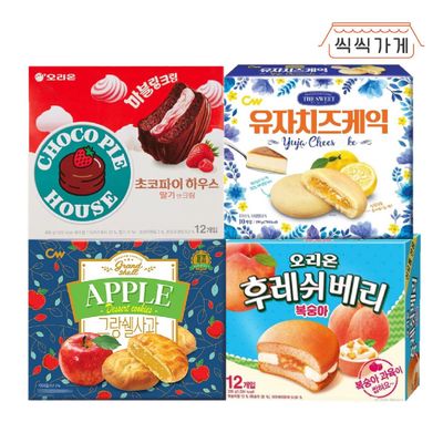 [씩씩가게] 과일맛 파이 4종(후레쉬베리 복숭아 초코파이하우스 딸기앤크림 그랑쉘사과 유자치