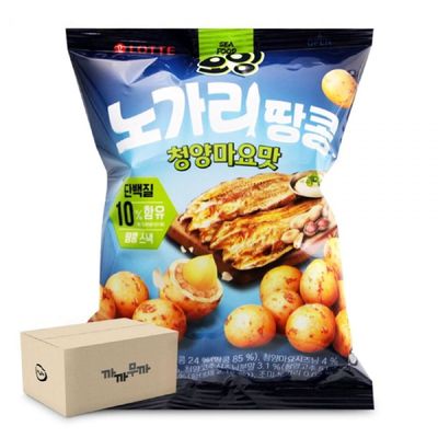 롯데 오잉 노가리땅콩 청양마요맛 80g-20개 간편안주 과자 봉지스낵 봉지과자 맛있는과자