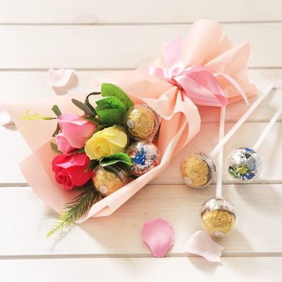 VCO 쁘띠 페레로로쉐 꽃다발 블루 졸업 수능 백일 초코선물세트 이벤트꽃다발 축하선물 축하