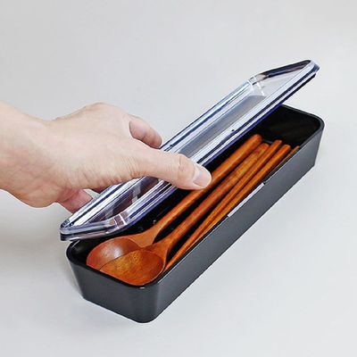 일본생산 SPHP1264 수저 포크정리 투명커버 위생 수저통 BRICK_블랙