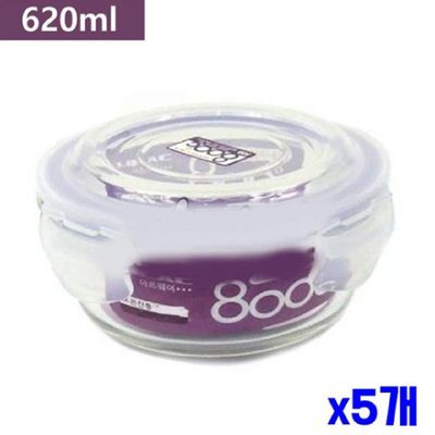 오븐사용가능 YEEP6593 원형 밀폐용기 620ml x5개
