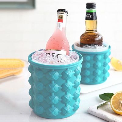 실리콘 아이스 USTX2791 버킷 원형 아웃도어 두껑 휴대용 소형_스카이 블루_소형