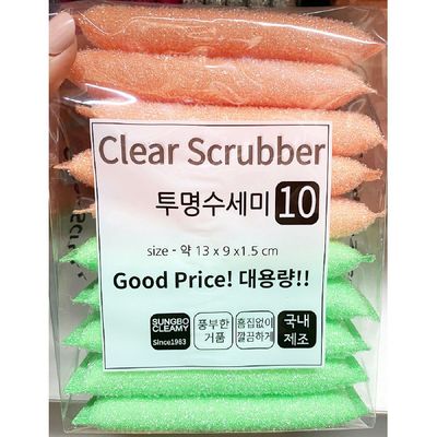 [신상품]투명수세미(크리미 10입 SEDO0340 13x9x1.5) 투명수세미 크리미