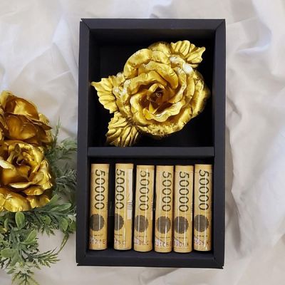 설날 부모님 이벤트 플라워 골드 한송이장미 용돈박스 선물 부모님선물 어버이날선물 용돈박스