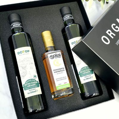 스페인산 유기농 올리브유 2개 + 화이트 발사믹 식초 선물세트 엑스트라버진 올리브오일 부모