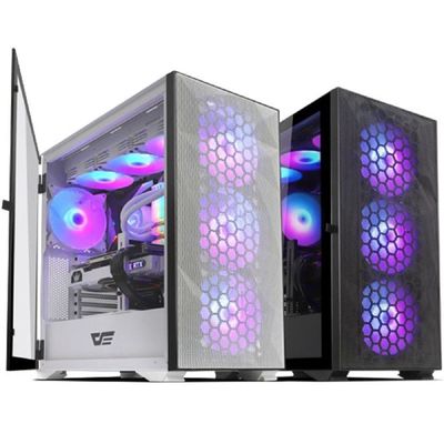 pc케이스미들타워 일반PC 컴퓨터케이스 DLX21 RGB MESH 강화유리 블랙