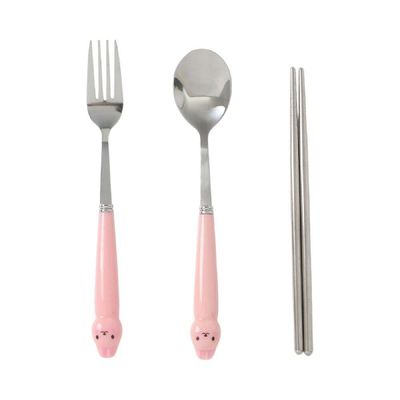 [신상품]토끼 QQ66ZA32 휴대 수저 (핑크) DK46