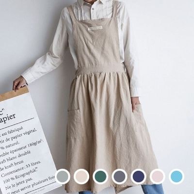 퓨어 UZ03KI72 앞치마 프레쉬 컬러 린넨코튼 꽃집앞치마 린넨앞_다크씨그린