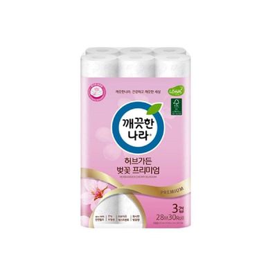 벚꽃 OI21GS83 프리미엄 3겹 두루마리 휴지 28mX30롤 3겹화장지