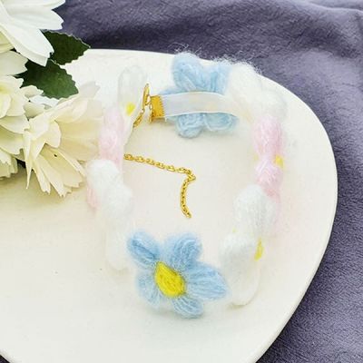 애완동물넥클라인 EDWF3273 스타일링 손뜨깨꽃모양 개목걸이 S