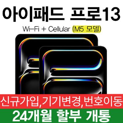아이패드 프로 13 M5 256GB 실버 5g+WiFi 셀룰러 통신사 신규가입 할부 개통