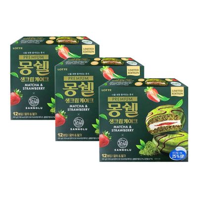 롯데 몽쉘 말차 & 딸기 프리미엄 산노루 시즌한정 432g x 3개
