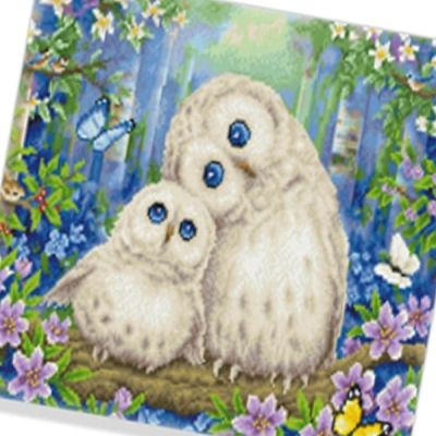 트레이 보석십자수 백야의부엉이가족 40X50cm 집콕 만들기 도