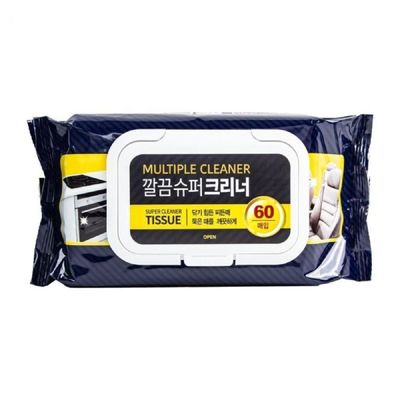 [신상품] 캡형 깔끔 슈퍼크리너 60매 다목적세정티슈 차량 가전 주방 만능청소 물티슈