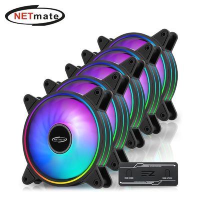 케이스쿨러 Netmate ARGB PWM 120mm 케이스쿨러세트 블랙/5팩