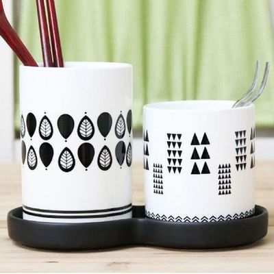 리프트라이앵글 911FTE83 도자기 수저통 2단 1P 숟가락통_본상품