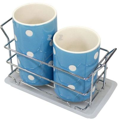 키친프리 322TLZ56 수저통 세트 도자기 수저 꽃이 보관함 2p_2P하늘