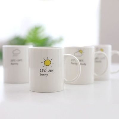 머그잔 날씨 머그컵 4P세트 음료컵 커피잔 손잡이 물컵 카페