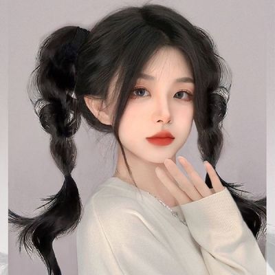 긴머리가발 여성가발 생기머리 땋은머리 양갈레 부분가발 헤어밴드