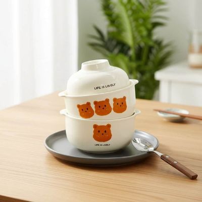 [신상품] 베어 540YFI60 도자기볼 빙수볼 팥빙수용기_플라라 곰돌이 통통 멀티 도자기볼 곰세마리