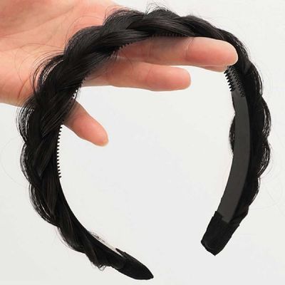 헤어밴드 땋은머리 꽈배기 머리띠 인조모 볼륨 벼머리