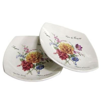 [신상품] 팬시팝 240PFQ77 국화 도자기 접시(대)2개 그릇 식기 파스타