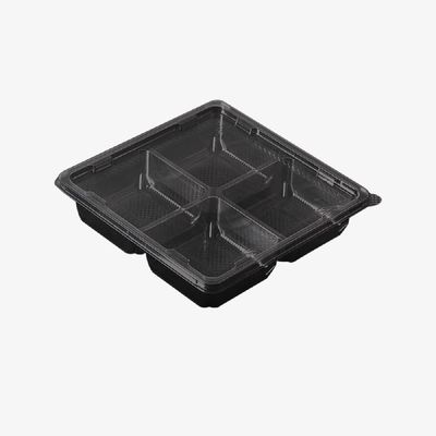 4칸 X5Z0I0M8 샐러드 포장용기(180x180x40) 뚜껑포함 100개세트_투명