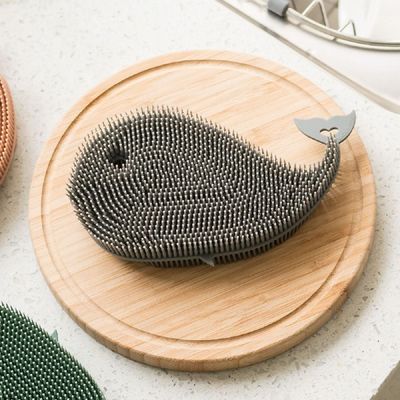 국산 S3O1O9T9 실리콘 수세미 주방 다용도 솔브러쉬 고래_고래 수세미 그레이