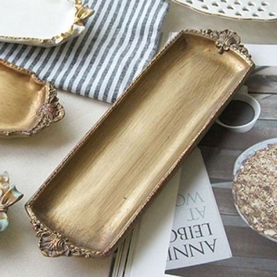 [신상품] 빵집 R7T4G8S9 서빙 빈티지 앤틱 쟁반 접시 트레이 골드사각