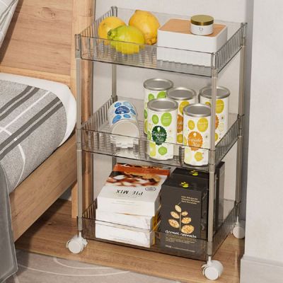 3단 Q1E8H6F8 이동식 투명 39x27cm 이동식사각수납선반 이동