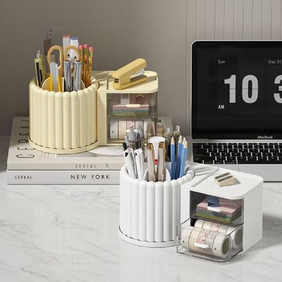 [신상품] 서랍식 S9L8V0X2 회전 정리함 테이블 브러쉬 수납함 소품정리함 필통_옐로우