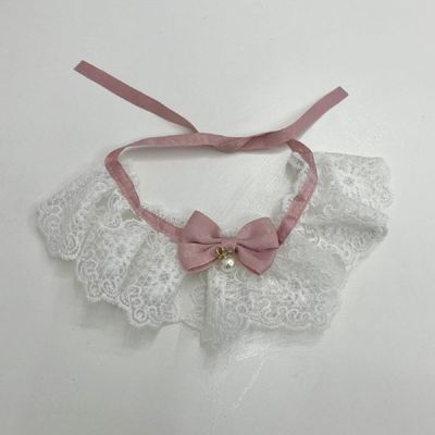 강아지 R6G3X7P1 레이스 스카프 케이프 핑크 S 턱받이 고양이