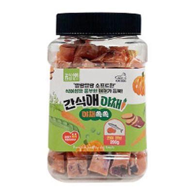 200g PI32KH66 강아지간식 간식애야채 소프트 연어큐브 통간식