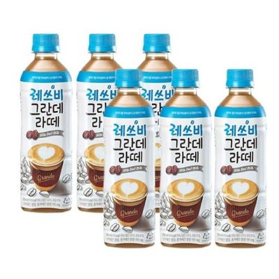 커피라떼 직장인 레쓰비 커피 그란데 라떼 500ml 6개