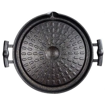 키친아트 H7U7E7M2 고기 불판 삽겹살 그릴 원형 구이팬 고기판_34x42x4