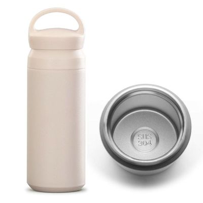 보온병 350ml 스텐 텀블러 화이트 물샘방지 보온 보냉 손잡이