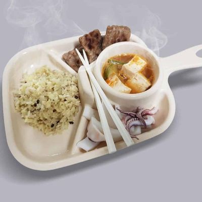 간식트레이 E1G0V8B8 캠핑용식기 사각4칸 어린이집식판