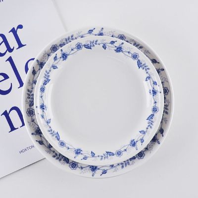 Z4219 T1I0C1J0 라인블루 국산 도자기 원접시 소 1p_소