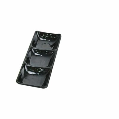 [신상품] 한식뷔페 Z5M2W4L4 식기 3칸 웰빙접시 검정색 찬그릇 분식그릇