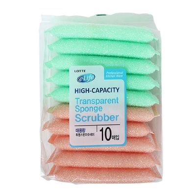 투명 HDQ337N9 스폰지 수세미 13x9x1.5cm 10P