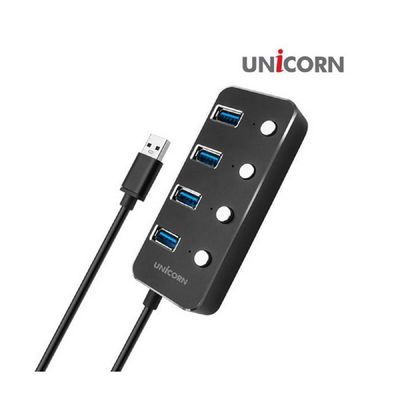 무전원 USB 3.0 4포트허브 TH-4000S 블랙 유니콘 스위칭허브 네트워크허브 인터넷