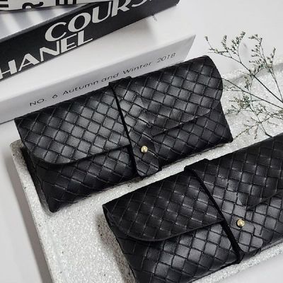 가죽 BWJ758A1 패턴 안경 케이스 블랙 파우치 주머니 선글라스