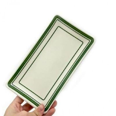 나눔접시 멜라민 회식 접시 생선 사각 그린