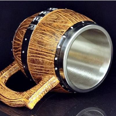 빅맥주잔 스텐레스 내부 맥주컵 손잡이형 복고 스타일 술잔 비어잔 500ml